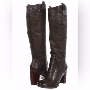 Frye Carson Tab distressed brown leather boots